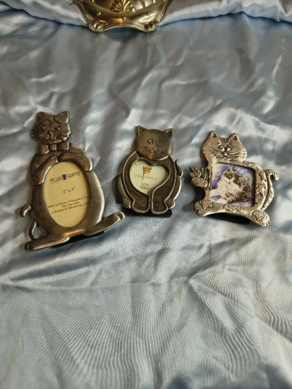 Set of 3 Silver Tone Cat Frames